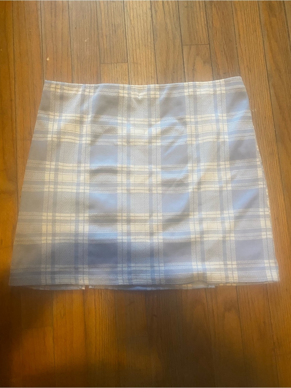 Hesperus Y2K Blue Plaid Mini Skirt with Side Slit - Picture 2 of 3